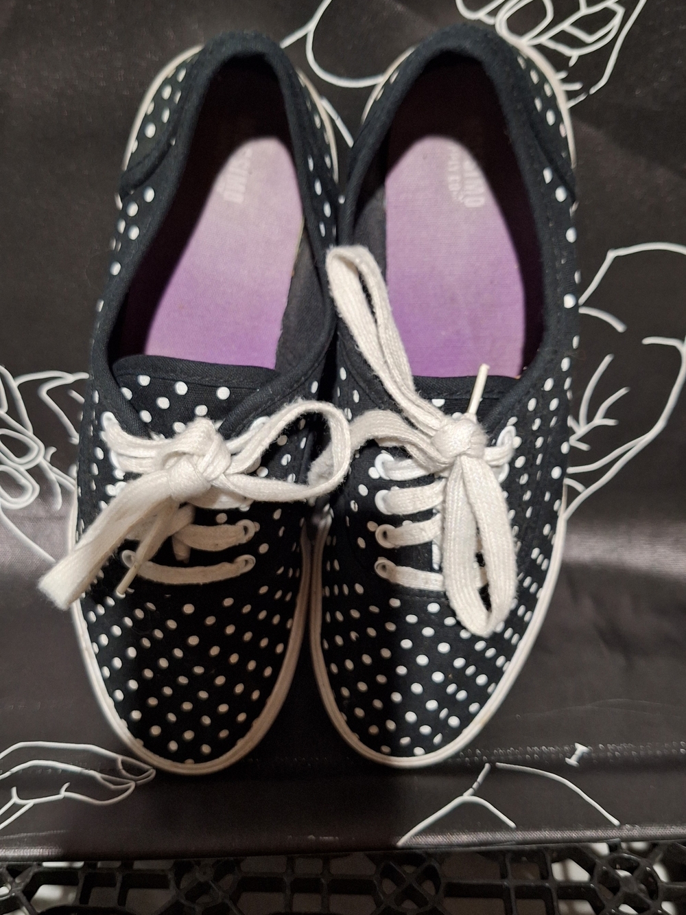 Black Polka Dot Lace-Up Sneakers - Picture 5 of 5